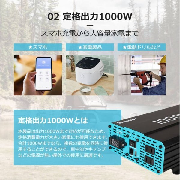 画像5: 正弦波インバーター1000W 12V　50/60HZ切替可能 (5)