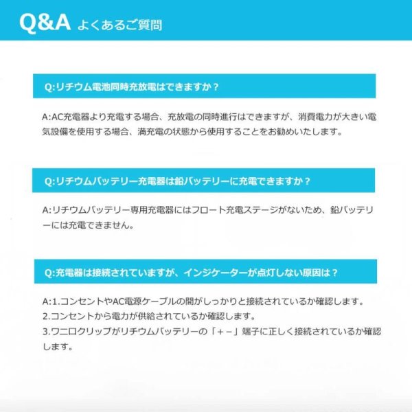画像8: リン酸鉄リチウムイオンバッテリー専用充電器12V 20A (8)
