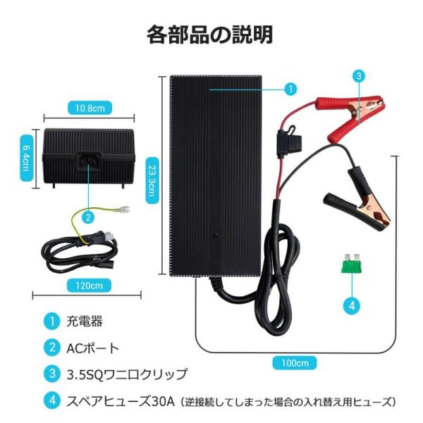 画像2: リン酸鉄リチウムイオンバッテリー専用充電器12V 20A (2)