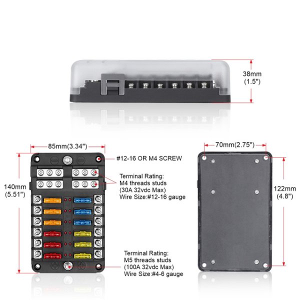 画像2: 12連ヒューズBOX　ヒューズ＆カバー付 (2)