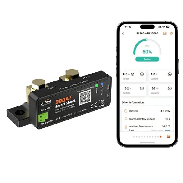 画像3: LiTime 500A スマートバッテリーモニター（シャント） Bluetooth対応 | オフグリッド用リアルタイム監視 (3)